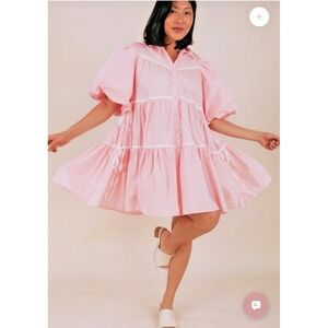 Sofie The Label Women Size Large Mini Babydoll V Neck Day Out Knox Dress Pockets